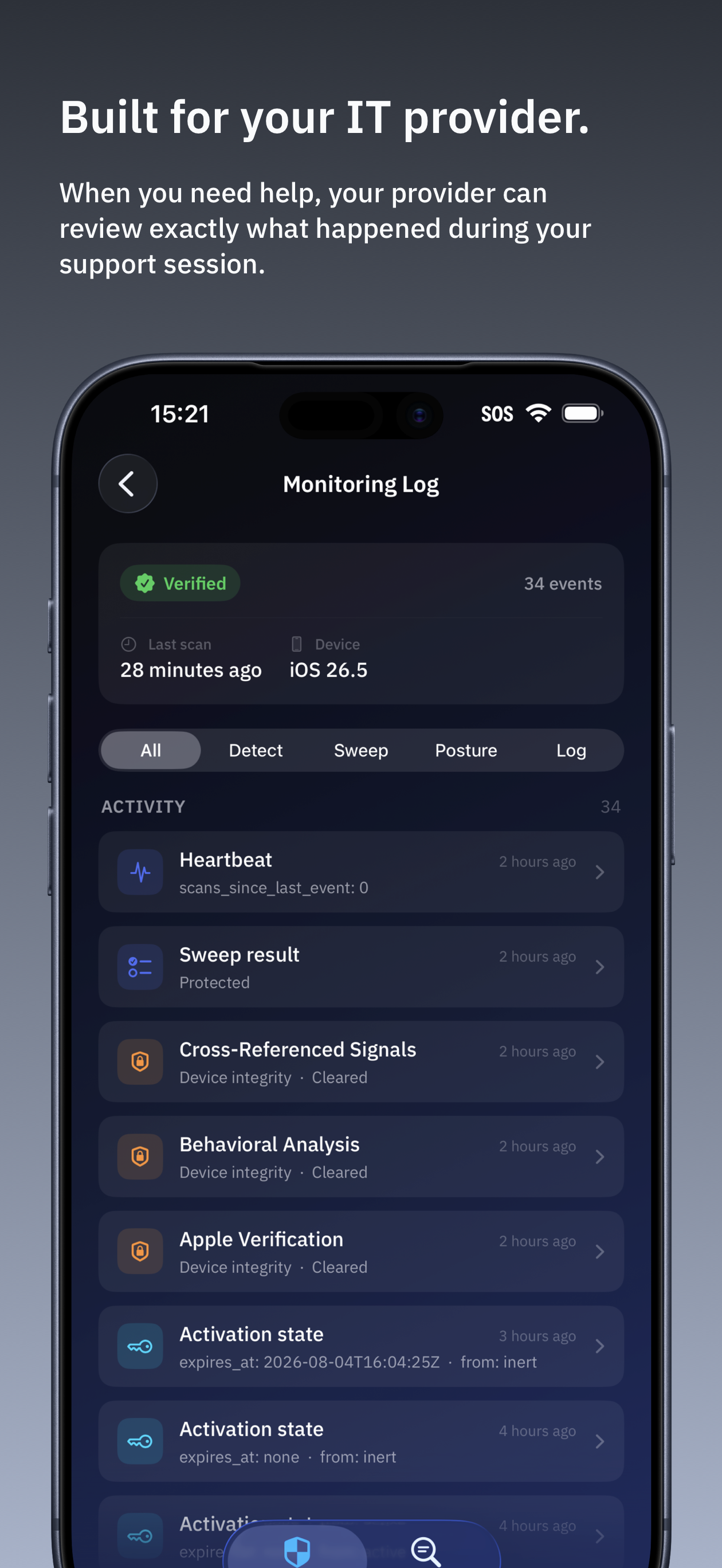 Lunar Defense Managed — monitoring log for your provider